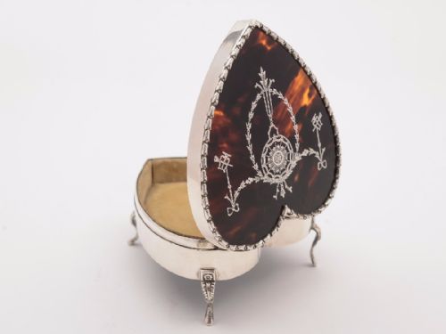 Edwardian Silver and Tortoise Shell Trinket Box London 1909