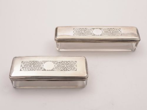 Two Matched Georgian Silver Topped Trinket Boxes
