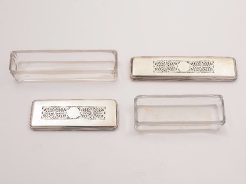 Two Matched Georgian Silver Topped Trinket Boxes