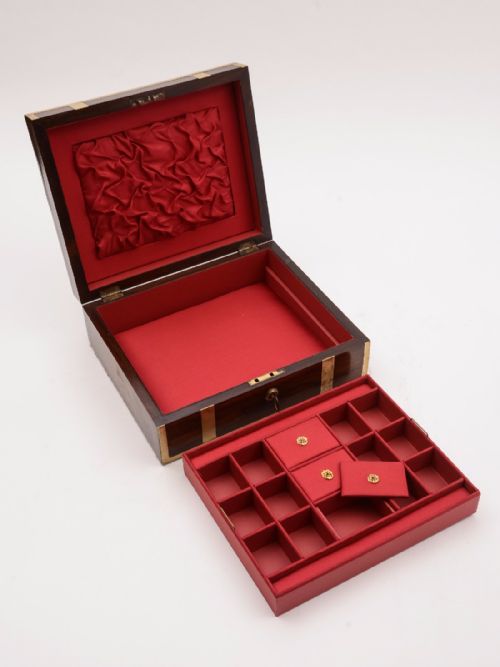 Victorian Rosewood Brass Bound Jewellery Box Circa 1880