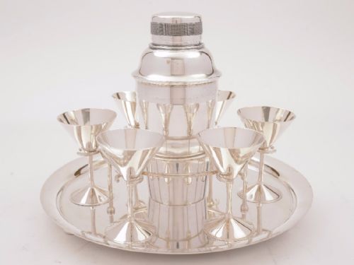 Art Deco Silver Plated Cocktail Set Circa 1930