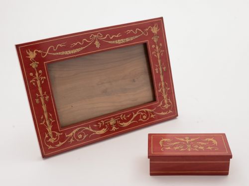 Inlaid Italian Sorrento Ware Photo Frame and Ring Box Circa 1905