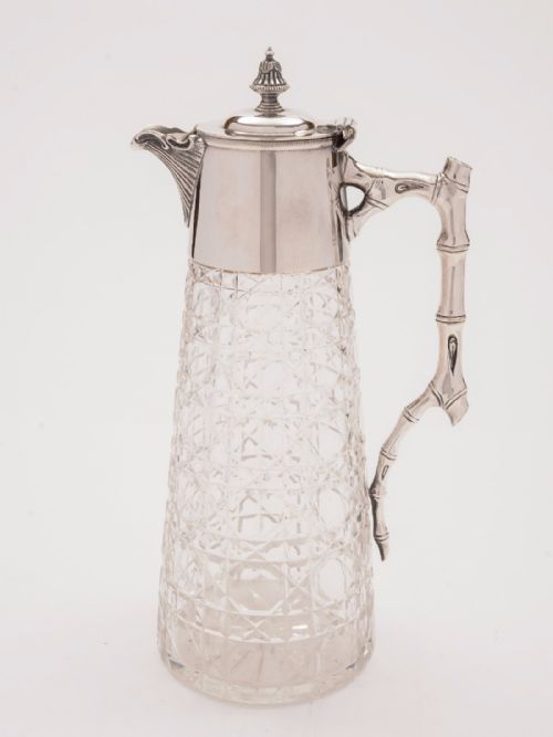 Victorian Cut Glass and Silver Plated Claret Jug Circa 1880