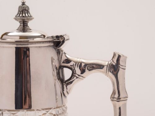 Victorian Cut Glass and Silver Plated Claret Jug Circa 1880