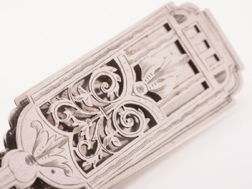 Victorian Oak and Silver Plated Serving Tongs Circa 1890