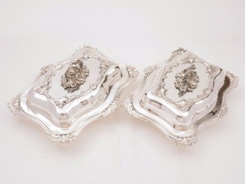 Pair of Victorian Silver Plated Entree Dishes Circa 1890
