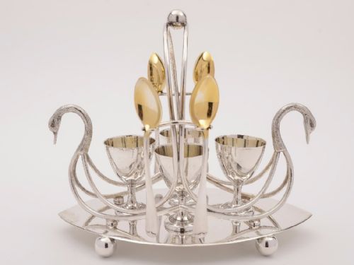Novelty Swan Silver Plated Egg Cruet Circa 1900