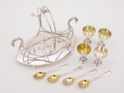 Novelty Swan Silver Plated Egg Cruet Circa 1900
