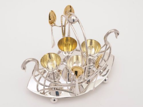 Novelty Swan Silver Plated Egg Cruet Circa 1900