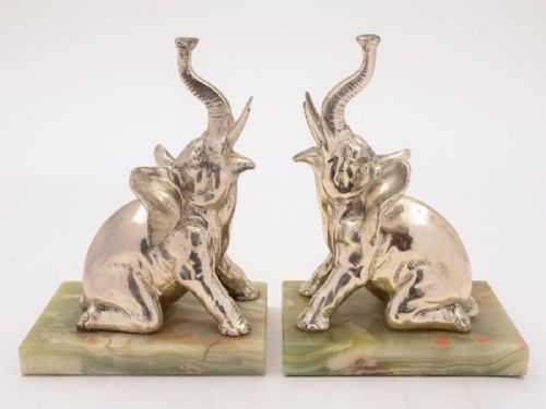 Pair of Art Deco Elephant Bookends Circa 1930