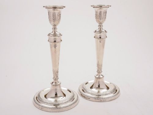 Pair of Tall Silver Candlesticks London 1912