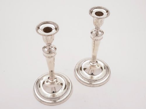 Pair of Tall Silver Candlesticks London 1912