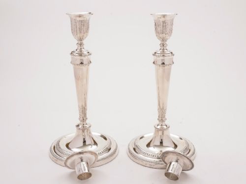 Pair of Tall Silver Candlesticks London 1912