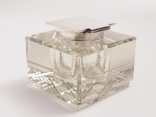 Scholars Silver Topped Ink Pot Birmingham 1937