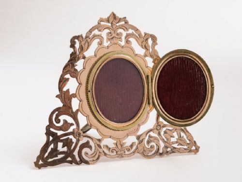 Victorian Cupid Double Photo Frame  Circa 1880