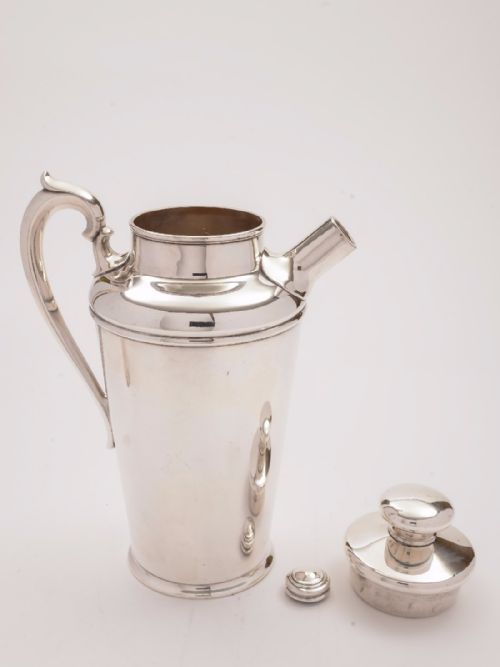 Art Deco Silver Plated Large Cocktail Shaker with Measure Circa 1930