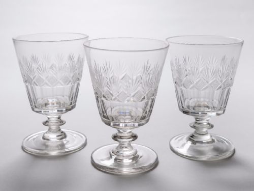 Set of 3 Cut Glass Bucket Rummers Circa 1825