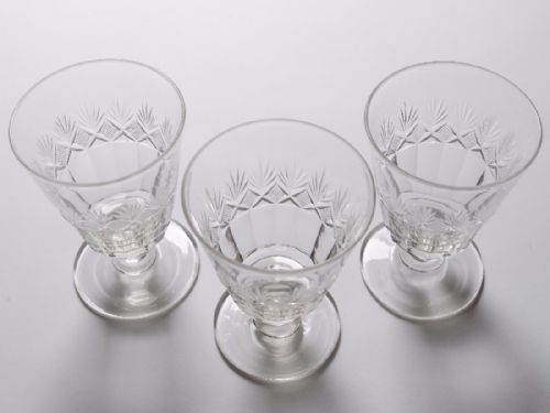 Set of 3 Cut Glass Bucket Rummers Circa 1825