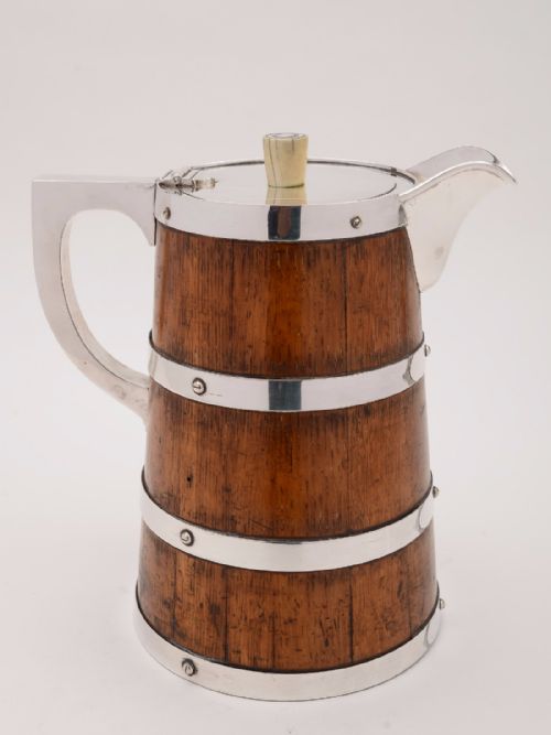 Oak and Silver Plated Water Jug / Pitcher