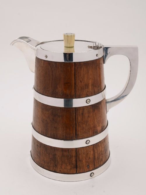 Oak and Silver Plated Water Jug / Pitcher