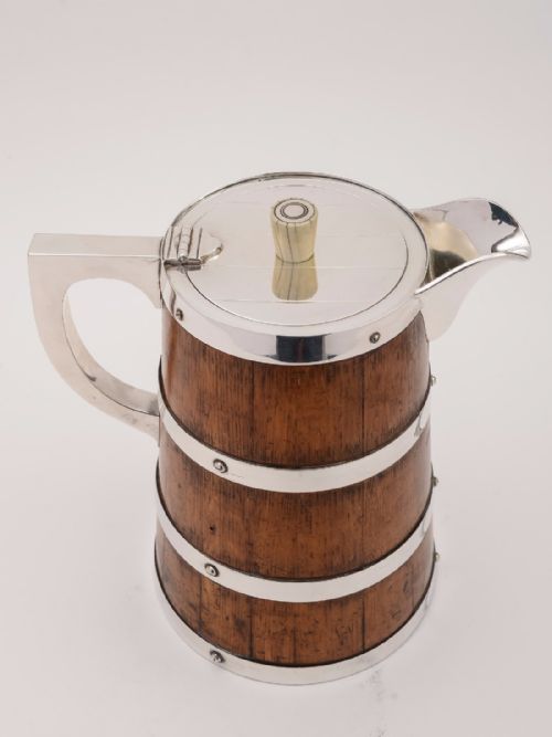 Oak and Silver Plated Water Jug / Pitcher