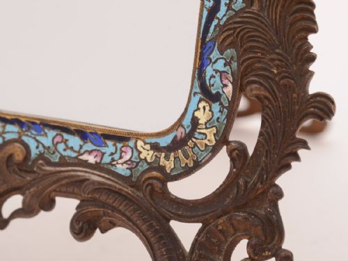 French Bronze/Brass and Enamel Mirror Circa 1880