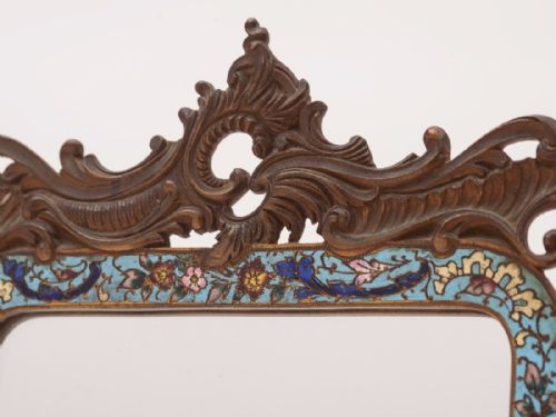 French Bronze/Brass and Enamel Mirror Circa 1880