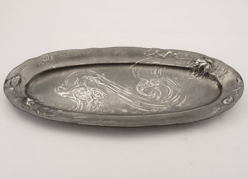 Large Kayserzinn Art Nouveau Pewter Platter