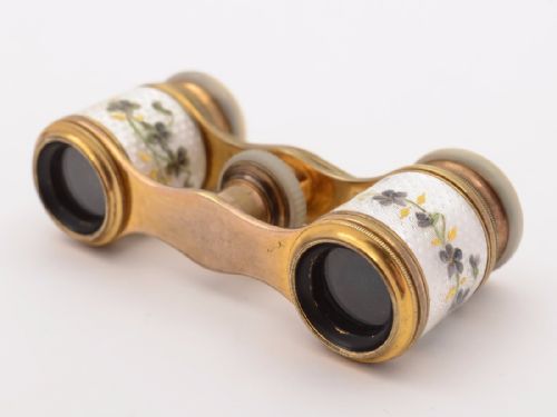 Edwardian Brass and Enamelled Opera Glasses Circa 1905