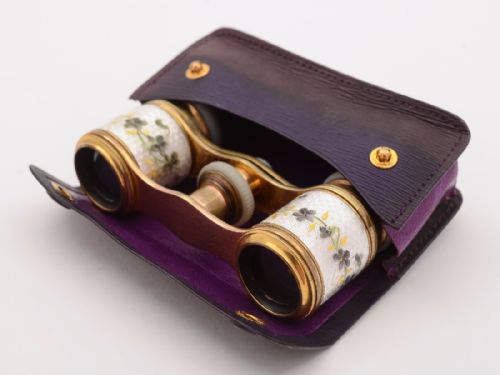Edwardian Brass and Enamelled Opera Glasses Circa 1905