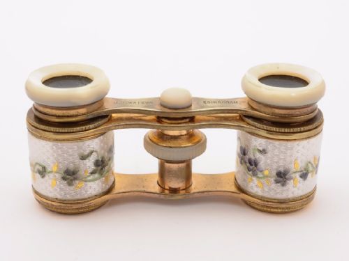 Edwardian Brass and Enamelled Opera Glasses Circa 1905