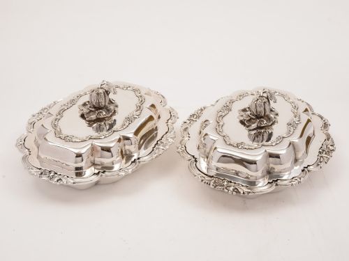 Pair of Victorian Entree Dishes Circa 1870