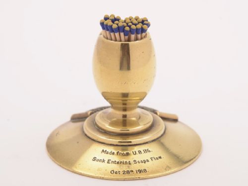Brass Matchstriker made from German U Boat 116 1918