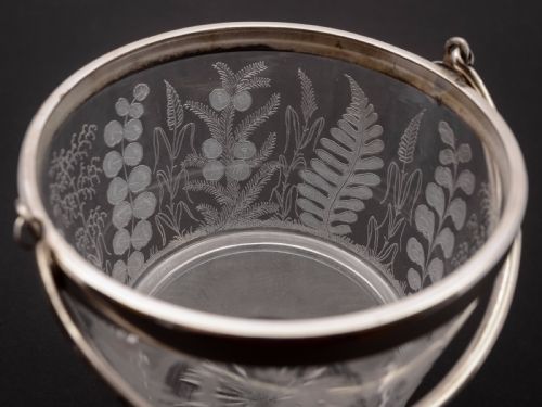 20th Century Glass and Silver Plated Ice Bucket Circa 1920