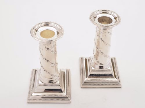 Pair of Small Edwardian Silver Plated Candlesticks 1902