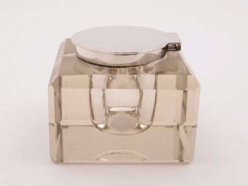 Cut Glass and Silver Topped Ink Pot Birmingham 1912