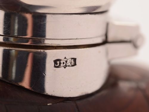 Edwardian Crocodile Leather Covered Hip Flask Circa 1905