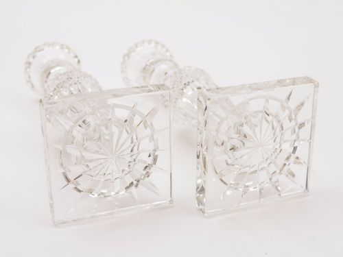 Pair of Edwardian Cut Crystal Candlesticks Circa 1905