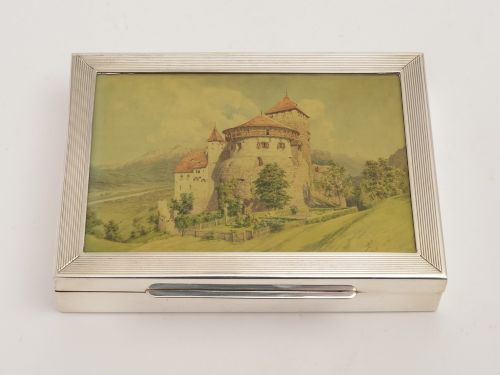 German Silver and Glass Card Box Circa 1930