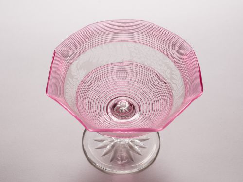 Cranberry Threaded Glass Sweetmeats Dish Circa 1890