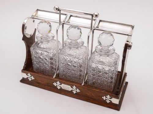 Victorian Three Bottle Tantalus Circa 1890