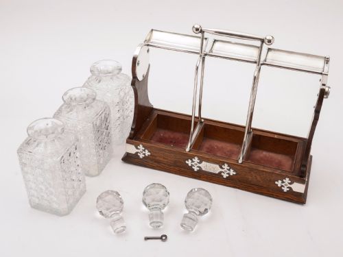 Victorian Three Bottle Tantalus Circa 1890