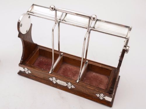 Victorian Three Bottle Tantalus Circa 1890