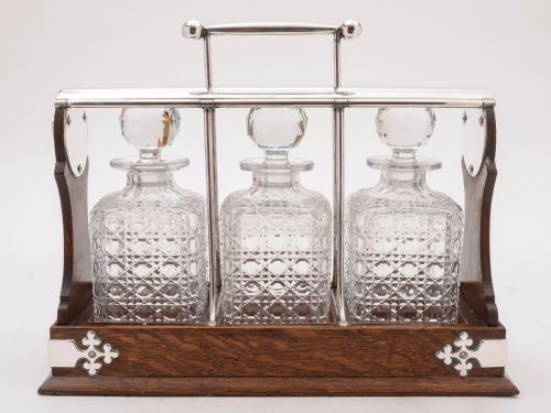 Victorian Three Bottle Tantalus Circa 1890