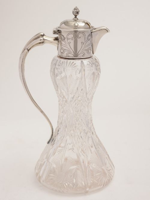 Edwardian Art Nouveau Silver Topped Claret Jug