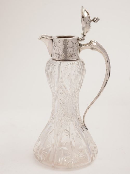 Edwardian Art Nouveau Silver Topped Claret Jug