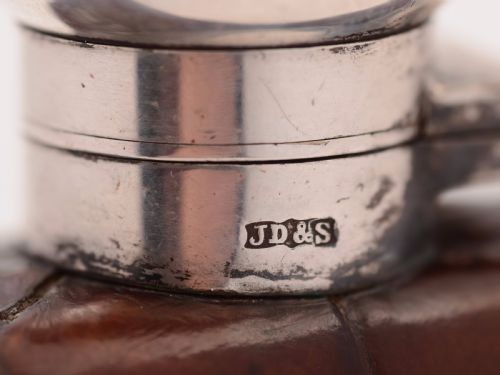 Edwardian Crocodile Leather Covered Hip Flask Circa 1905