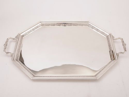 Edwardian Silver Plated Hexagonal Tray Circa 1905