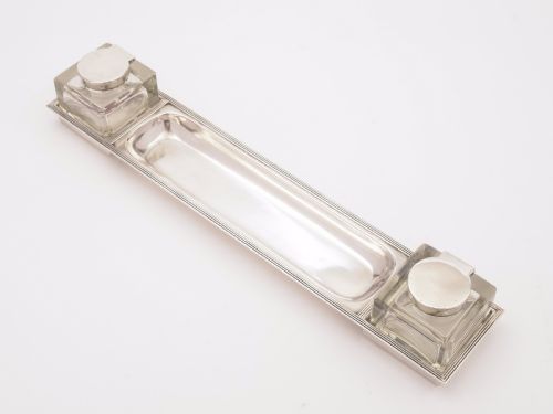 Asprey Silver Double Ink Stand Birmingham 1917