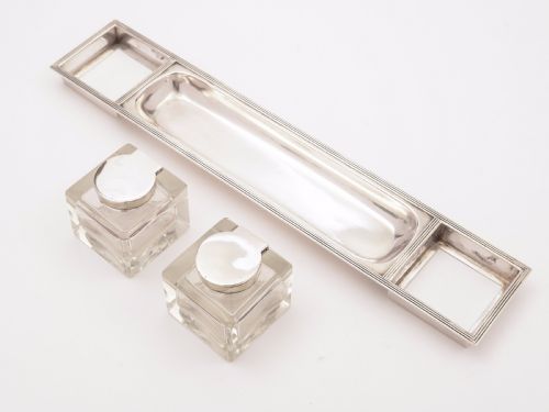 Asprey Silver Double Ink Stand Birmingham 1917